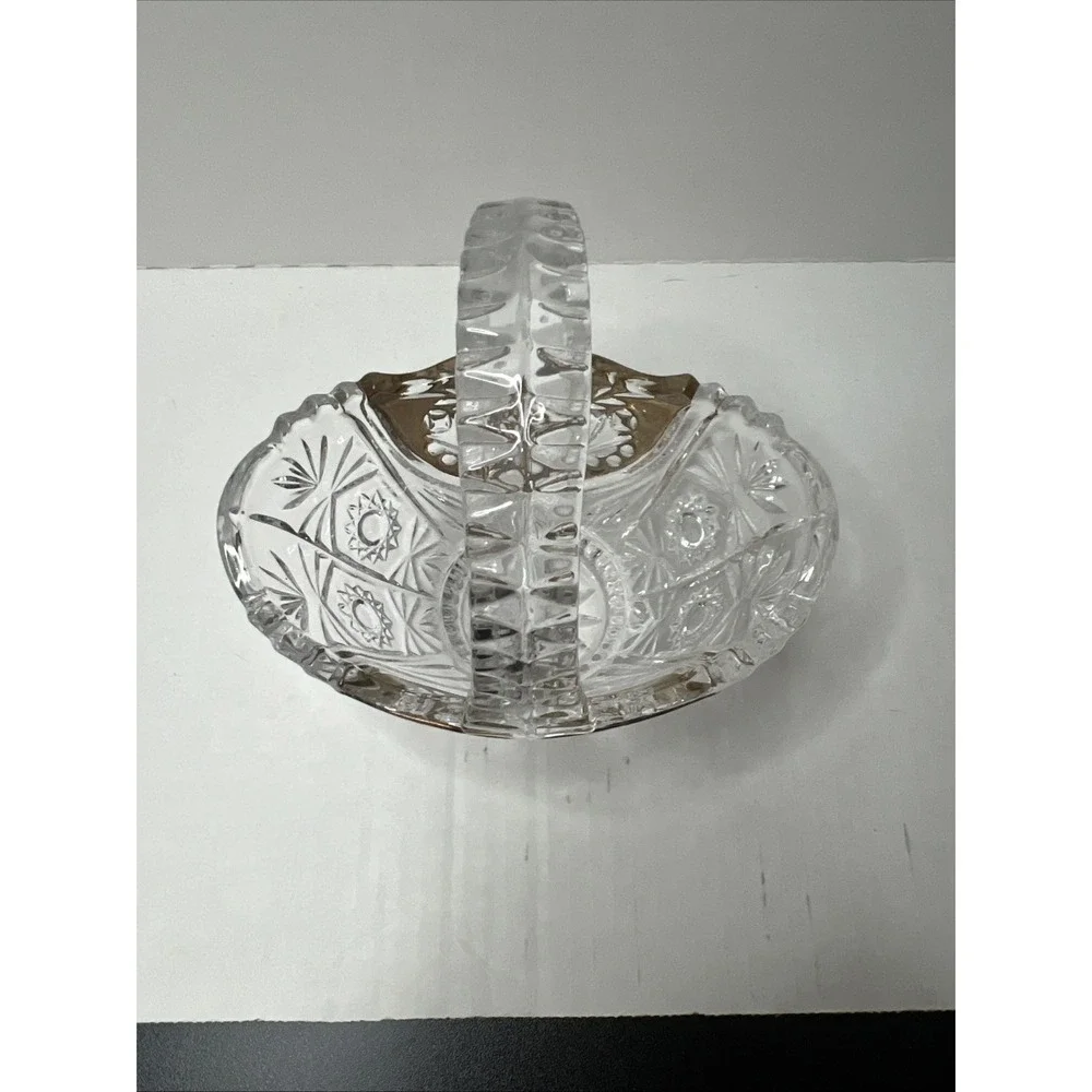 Anna Hutte Bleikristall 24% Lead Crystal Basket Gold & Clear Germany